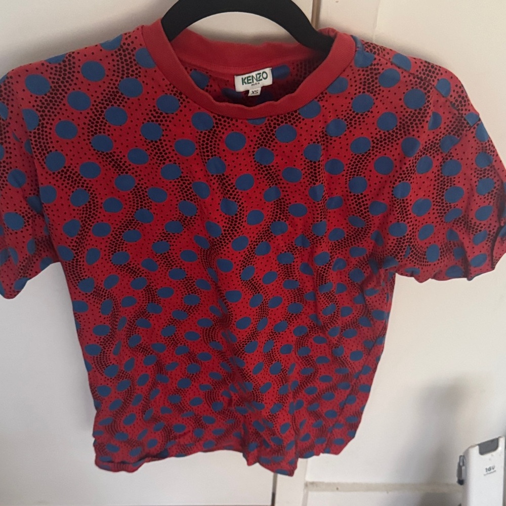 Kenzo Mens Red and Blue Patterned Tee